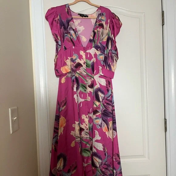 Patbo Grace Floral Puff Sleeve Midi Dress Size 0 - Picture 4 of 6
